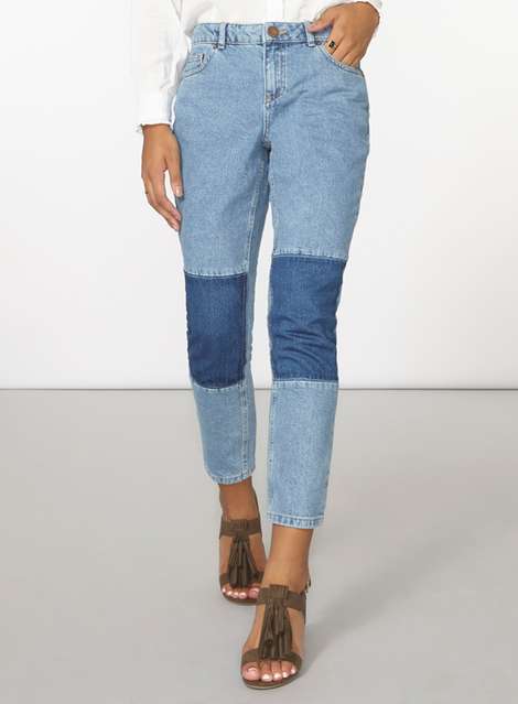Patchwork Straight-Leg Jeans